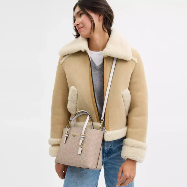 Coach Mollie Tote Bag 25 In Signature Canvas Sand Chalk - Image 2