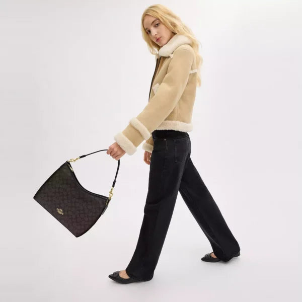 Coach Laurel Shoulder Bag In Signature Canvas Walnut Black - Image 5