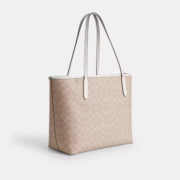 Coach City Tote Bag In Signature Canvas Sand Chalk - Image 3