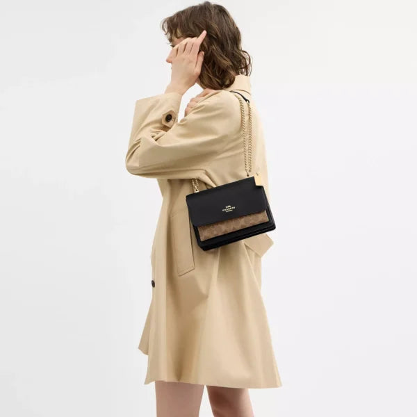 Coach Klare Crossbody Bag In Signature Canvas Tan Black - Image 4