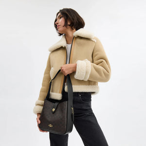 Coach Hadley Convertible Crossbody Bag in Signature Canvas Walnut Black - Image 4