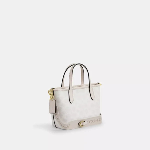 Coach City Mini Tote Bag In Signature Canvas White/Chalk - Image 3