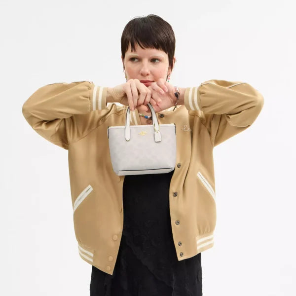 Coach City Mini Tote Bag In Signature Canvas White/Chalk - Image 4