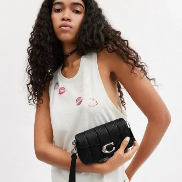 Tabby Shoulder Bag 20 With Pillow Quilting leather Black Silver - Image 5