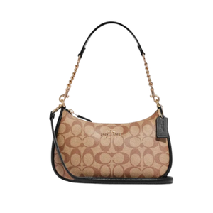 Coach Teri Shoulder Bag In Signature Canvas Khaki Black