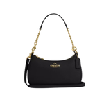 Coach Teri Shoulder Bag In pebbled leather Gold Black