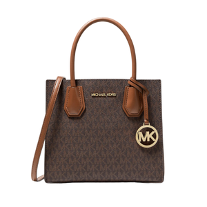 Mercer Medium Logo and Leather Accordion Crossbody Bag BROWN