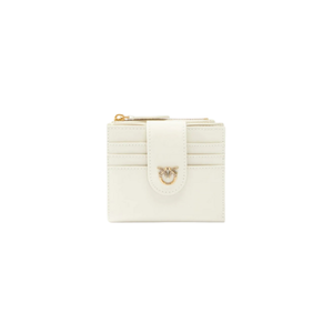 Pinko Small smooth leather wallet with logo New Cream