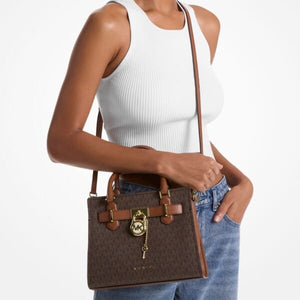 MICHAEL KORS HAMILTON SMALL LOGO SATCHEL BROWN - Image 2