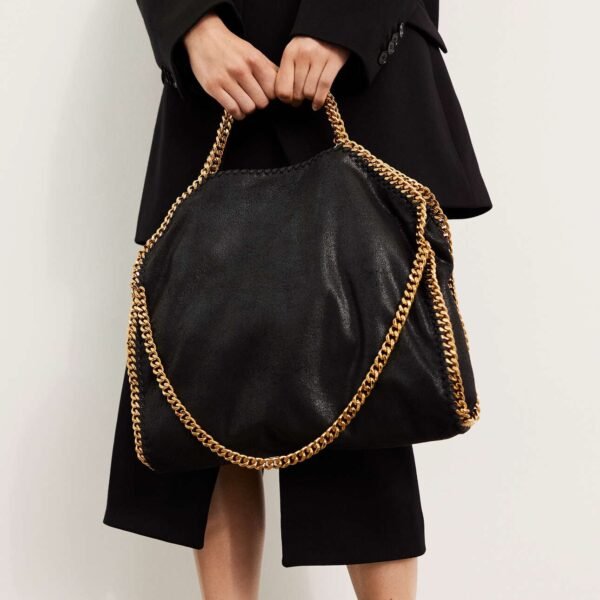 Stella McCartney Falabella chain-fold over tote bag Black gold - Image 6