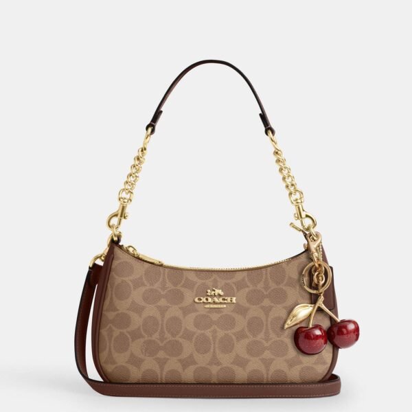 Coach Teri Shoulder Bag In Signature Canvas Tan Brown - Image 6