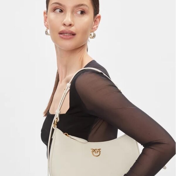 Mini Love Bag Half Moon Simply WHITE WHITE-ANTIQUE GOLD - Image 2