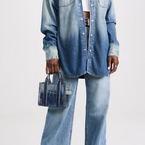 Marc Jacobs The Denim Printed Leather Crossbody Tote Bag - Image 2