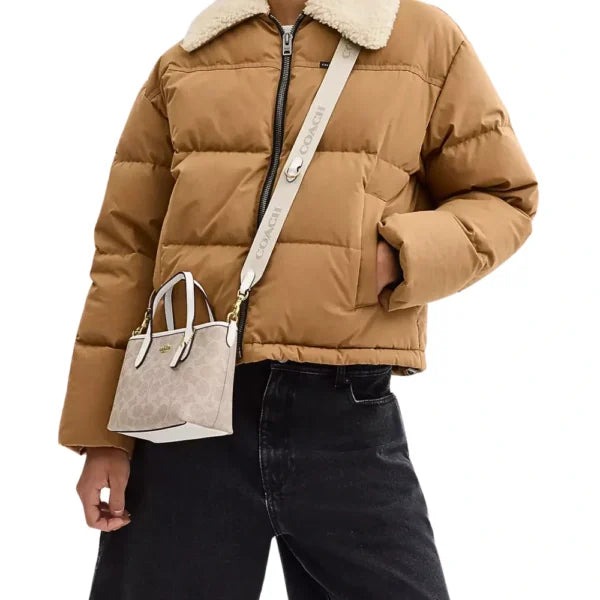 Coach City Mini Tote Bag In Signature Canvas Sand/Chalk - Image 4