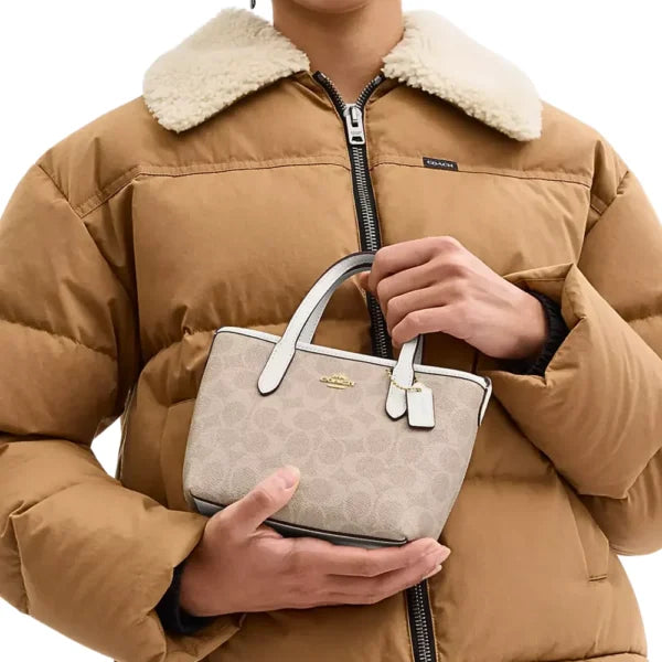 Coach City Mini Tote Bag In Signature Canvas Sand/Chalk - Image 5