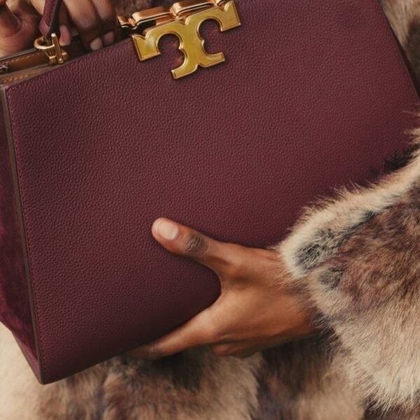 Tory Burch Eleanor Pebbled Stachel Bag Dark Cabernet - Image 3