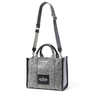 MARC JACOBS THE FELT FLANNEL MEDIUM TOTE BAG HEATHER GREY - Image 3