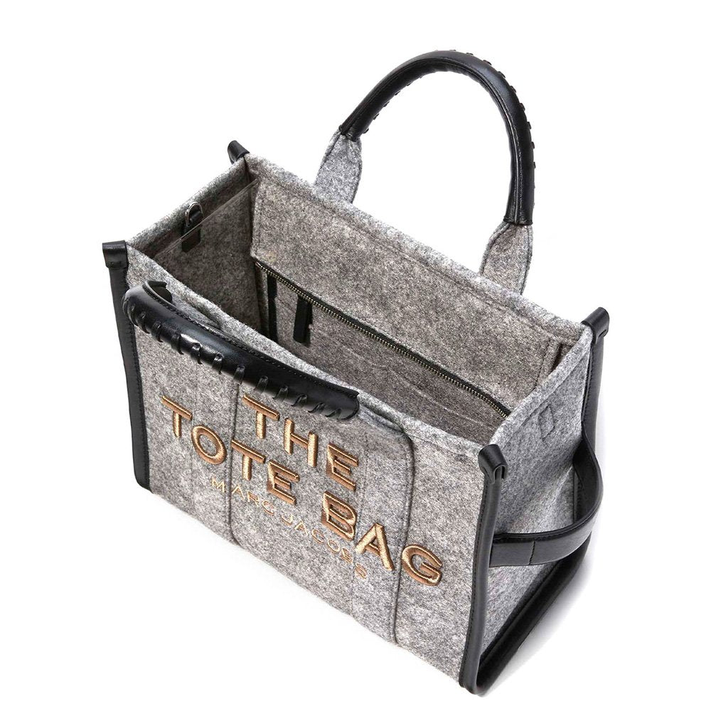 MARC JACOBS THE FELT FLANNEL MEDIUM TOTE BAG HEATHER GREY - Image 5