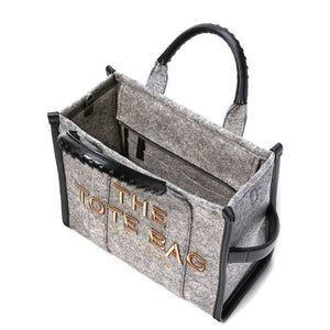 MARC JACOBS THE FELT FLANNEL MEDIUM TOTE BAG HEATHER GREY - Image 5