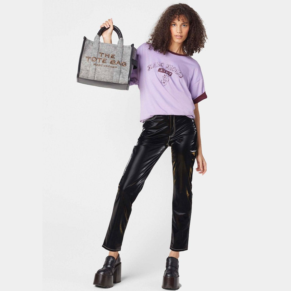 MARC JACOBS THE FELT FLANNEL MEDIUM TOTE BAG HEATHER GREY - Image 7
